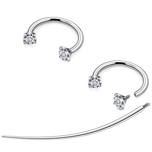 Tvalccoy F136 Titanium Horseshoe Septum Nose Lip Rings Piercings Cartilage Helix Daith Earrings Jewelry for Women 16g 16 g Gauge 10mm Surgical Stainless Silver Steel