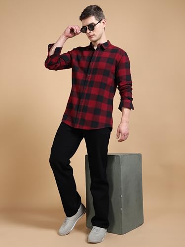 Image of StitchX Men's Slim Fit Brushed Cotton Buffalo Checkered Shirt