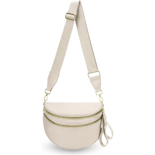 Small Crossbodybag for Women Trendy Nylon Bum Bags Plus Size Fanny Pack SlingBag BeltBag for Women Travel (Beige white grid) (beige)
