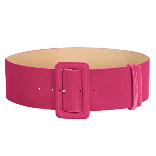 Hanna Nikole Ladies Patent Leather Belts With Wide Square Buckle Retro Pu Leather Buckle Waist Belt #TOP14