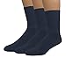 Grandeur Hosiery Men's Big and Tall King Size Diabetic Non-Binding Comfort Top Mid Calf Cotton Crew Socks 3-Pack Navy Large