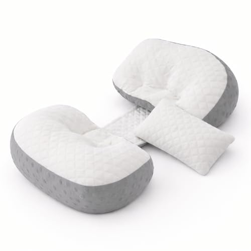 Image of Luxury Comfort Pregnancy Pillow for Women - Pregnant Pillow & Maternity Pillow for Pregnancy Sleeping with Belly Support (White & Grey Set of 2) (White & Grey)
