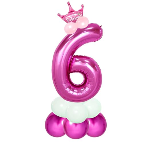 Image of Pink 32 Inches Numbers 6 Shape Large Big Foil Helium Balloons For Party Decorations In Happy Birthday Anniversary Office Items Materials Set Pack, Pack Of 1