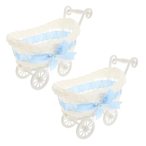 Panier chariot bébé bleu tissé pour stopper le désordre des jouets et accessoires