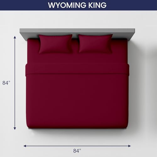 Image of SGI bedding 84 inch W x 84 inch L 4Pc Emperor /Wyoming King Sheet Set 100% Egyptian Cotton - 600 Thread Count, Fits 18 inch Deep Pocket - Soft Breathable Oversized Sheets, for Extra Large Beds - Burgundy