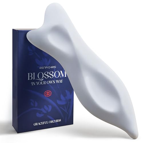 Rena Chris Gua Sha - Acupressione e GuaSha Viso, Gua Sha Viso in Ceramica 3D, Scolpire la Mascella e Ridurre le Borse, Regalo per la Cura Della Pelle con Manuale d'uso(Bianco)