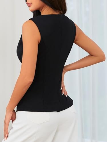 MakeMeChic Women's Vest Top Sleeveless Business Blazer Button Down Dressy Suit Teacher Outfit2