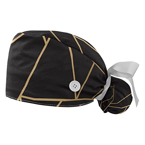 Chapeaux bouffants JDEZ lot de 2 casquettes de travail ajustables noir et or