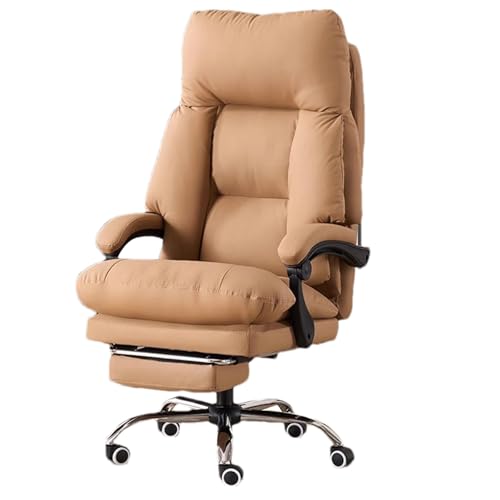 Silla de Oficina ergonómica de Cuero sintético, Silla de Escritorio para el hogar, Silla giratoria ejecutiva con reposapiés y Soporte Lumbar, Silla Grande para Oficina en casa, Col
