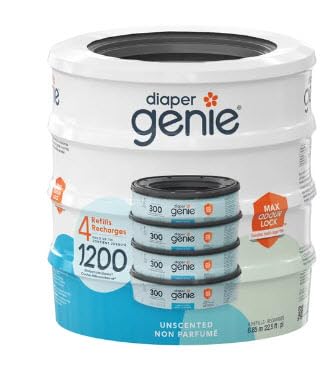 Diaper Genie Unscented Round Refill, 4-pack