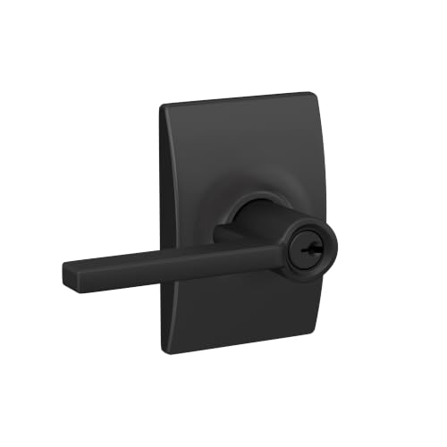 Image of SCHLAGE Latitude Keyed Entry Door Handle, Reversible, Matte Black | Keyed entry lever door handle with turn-button lock, Easy to install, Certified security & durability, Universal fit, 2 keys