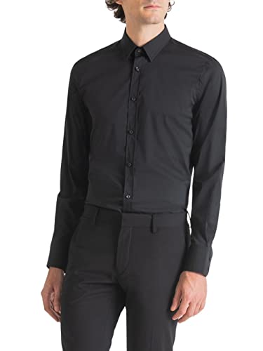 Antony Morato Camisa Manga Larga Milano Super Slim fit para Hombre Hombre Color: 9000 Negro Talla: 52