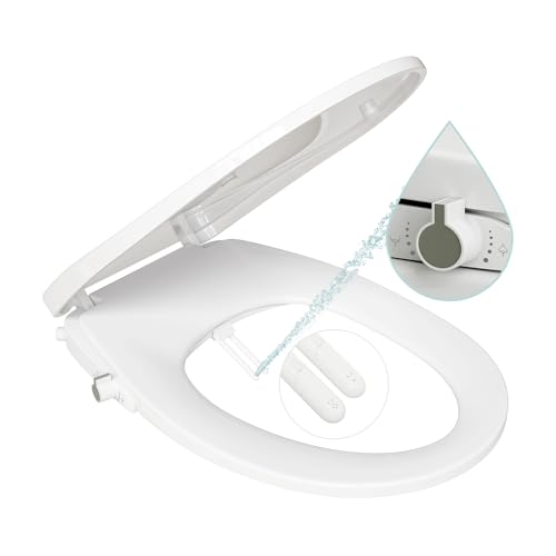 Assento de sanita de bidé não elétrico com bicos duplos separados, lavagem traseira e dianteira, acessório de bidé para sanita do Reino Unido, assento de sanita com fecho suave, fácil