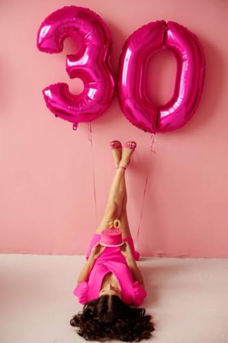 Image of 0 Balloon 40 inch Pink Number Balloons for 10th Birthday Party Decoration | Saturated Color, Large 40 in, With Straw & Hanging Hole, For Back-to-School Season, Wedding, Christmas, New Year, Anniversary