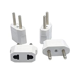 European Travel Plug, American USA to European Plug Adapters, German French Iceland Spain Greece Norway adapters for Europe, Perfect for Travelling(4-Pack White)