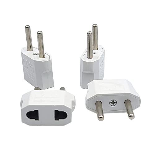 European Travel Plug, American USA to European Plug Adapters, German French Iceland Spain Greece Norway adapters for Europe, Perfect for Travelling(4-Pack White)