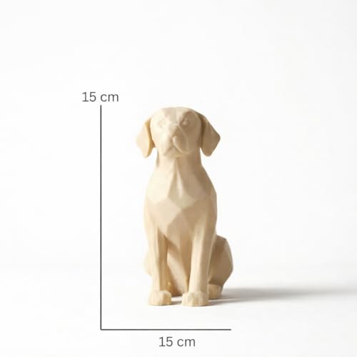 Image of Eco-Friendly Dog Statue - Modern Home Decor Accent | Minimalist Pet-Inspired Sculpture for Living Room, Office & Gifts (Beige)