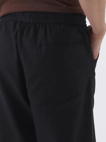 Image of Urbano Fashion Men's Loose Fit Solid Linen Blend Trousers Non-Stretchable