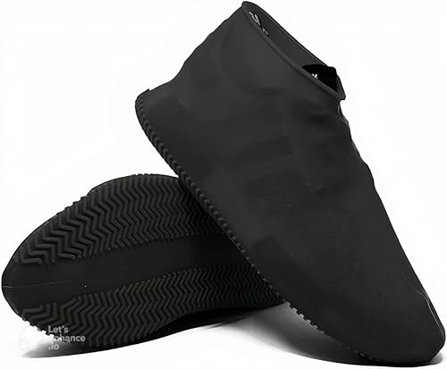Image of Shoe Cover for Rain Waterproof, Silicone Shoe Covers Waterproof Reusable, Non Slip Rain Shoe Covers for Men Women Kids, Waterproof Shoe Covers for Rain (Black, Medium)