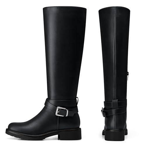Women Knee High Boots: 1.6 Inch Low Heel Riding Boot, 2025 Fall Winter Trendy Comfortable Leather Boot for Daywear, School, Outdoor, for Office Ladies, Students3