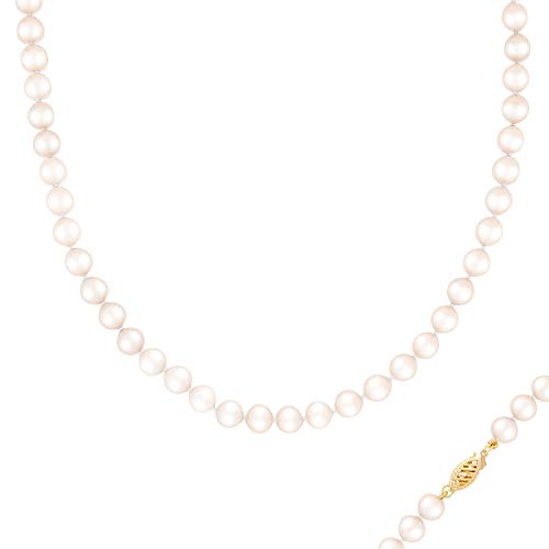 SPLENDID PEARLS 14K Gold AA Quality Round White Freshwater Cultured