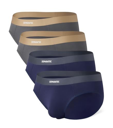 Separatec Men's Underwear Briefs Bamboo Rayon Breathable Tagless Underpants Dual Pouch Stylish Multicolours 3 Pack