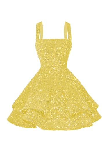 Image of vintys Teens Sequin Short Homecoming Dresses 16 Photo Shoot Tiered Cocktail Party Dress VS116