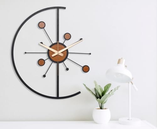 Image of Stylish Metal Wall Clock for Living Room, Bedroom, Office, Kitchen, Home and Hall | Antique Fancy Big Size Modern Wall Watch for Home Decor (Style-37, 50 CM)
