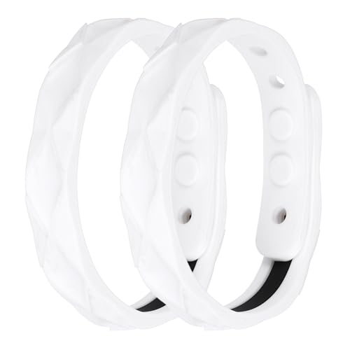 Image of MECCANIXITY Anti Static Bracelet, 0.5 inchX9 inch Adjustable Anti Static Wristband Silicone Balance Energy Sport Bracelets for Eliminate Static, White 2Pack