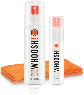 WHOOSH! Screen Cleaner Kit  Best for  Smartphones, iPads, Eyeglasses, e-Readers, LED, LCD & TVs  Includes 100ml+ 30ml Bottles +2 Premium Cloths