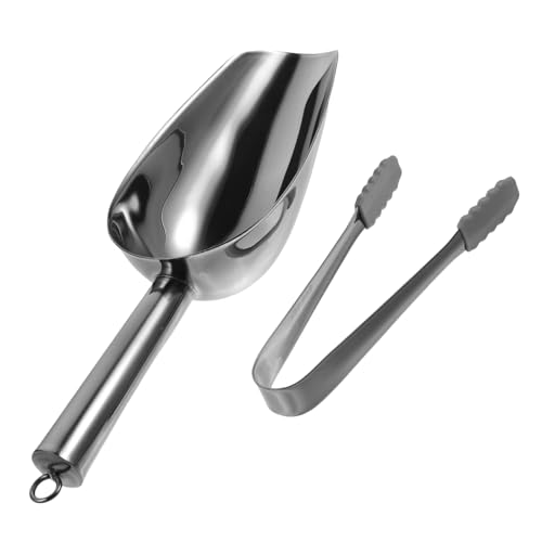 KICHOUSE Ice Scoopers Ice Tongs Ice Machine Scoop Stainless Ice Bar Holder French Fries Shovel Kitchen Shovel for Kitchen