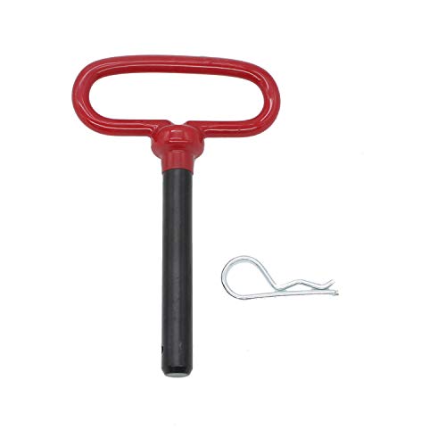 X-Haibei Head Towing Hitch Pin And Clip 5/8 X 4 Inch For Trailer, Tractor Truck, Towing Cargo, Receiver Hitch Pin, Red Handle, 1 Pack #TOP1