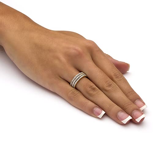 PalmBeach Yellow Gold-plated Sterling Silver Genuine Diamond Accent 3 Piece Eternity Ring Sizes 6-103