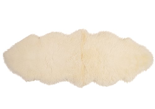 Tapis en peau d'agneau Kaiser blanc naturel double 185x60 cm pour salon