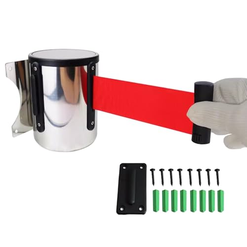 Sistema de gestión de colas con cinta de barrera retráctil de 10 m resistente 2
