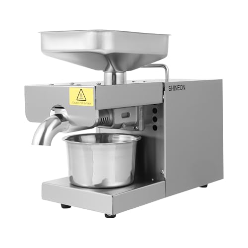 Oil Press Machine Commercial Automatic Cold/Hot Oil Press Machine With Oil Cup Stainless Steel Organic Oil Press Electric Oil Complete Accessories Durable For Peanuts Walnuts Olives (600W 110V)
