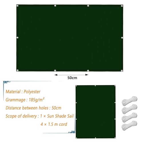 Voile d'ombrage extérieur imperméable rectangulaire 2.5x7 m vert foncé - 7