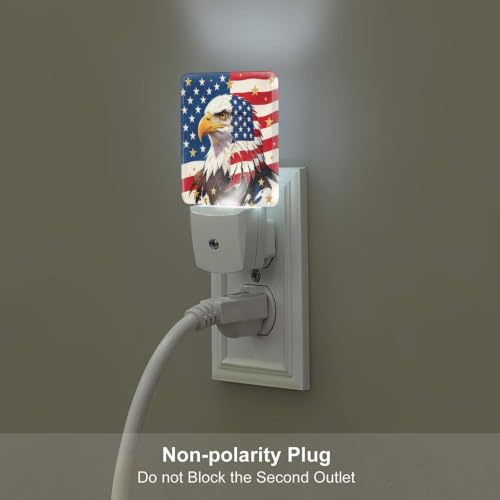 Image of 250 Years 4th of July Eagle Stars Stripes LED Plug-in Nightlights Set of 2 for Bathroom