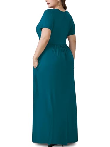 Image of PEVRL Plus Size Maxi Dresses for Women Summer Casual Short Sleeve Long Dress with Pockets 1X-5X