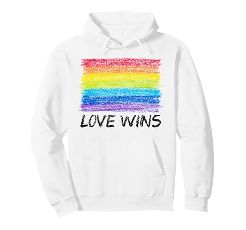 Trendy Apparel Pride Love Wins Crayon Colored Rainbow Flag �p�[�J�[
