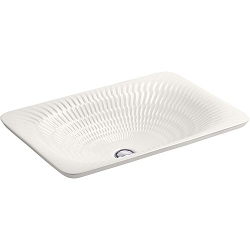 KOHLER K-17916-RL-K8 ARTIST EDITIONS Derring Design on Rectangle Wading Pool Bathroom Sink, Translucent White