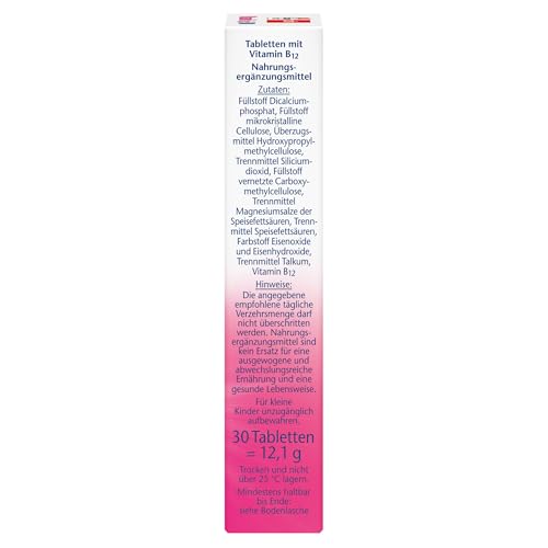 Doppelherz Vitamin B12 500 - Hochdosiert mit 500 µg Vitamin B12 pro Tablette - vegan - 30 Mini-Tabletten