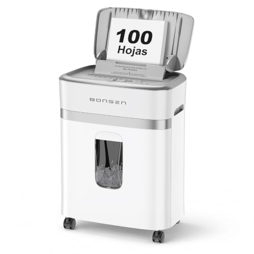 Bonsen Destructeur de Documents 100 Feuilles Auto Feed, P 4 Micro Coupe