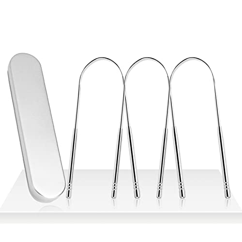 Tongue Scraper,portable travel tongue scraper, metal tongue cleaner,U shaped tongue scraper,Clean tongue,Tongue Brush, Fresh Breath Tongue Scraping（3 Pack）