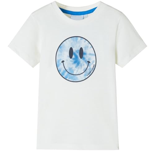 Teenpull T-Shirt pour Enfants écru 104 en Coton Doux Manches Courtes col Rond imprimé Smiley pour...