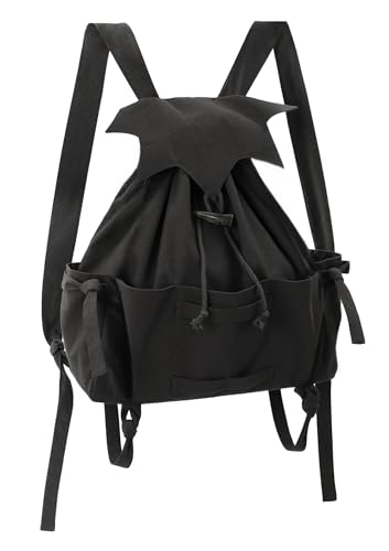 FURPHI Mochila medieval com cordão vintage renascentista bolsa de lona Ren Faire LARP acessórios para cosplay, Preto, Standard, Medieval