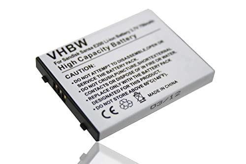 vhbw Batterie Compatible avec Sandisk Sansa E200, E250, E260, E270, E280 Lecteur de Musique MP3 (750mAh, 3,7V, Li-ION)