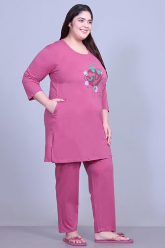 Image of RYSH Women's Cotton All Over Printed Full Sleeve Plus Size Long T-Shirt