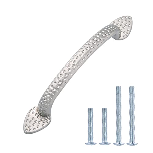Image of South Main Hardware Triangle Foot Cabinet Drawer Pull Handle, 5.5 inch Length (3.75 inch Hole Spacing Center), Satin Nickel, Includes Mounting Hardware, 10-Pack
