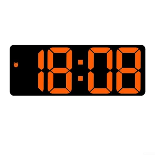 Reloj despertador electrónico con gran pantalla colorida y función de control de voz para dormitorio, escritorio, con monitor de temperatura, calendario, material ABS, decoración moderna (naranja)